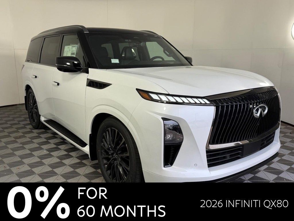 Radiant White/Black Obsidian 2026 INFINITI QX80 Autograph 4WD SUV / Crossover All-Wheel Drive 9-Speed Automatic