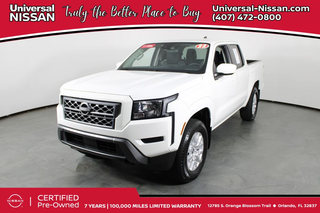 Glacier White 2023 Nissan Frontier Pickup Truck Four-Wheel Drive 9-Speed Automatic