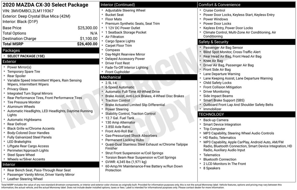 Used Car 2020 Mazda Cx-30  Select For Sale Under $20,000 In Austin, Texas