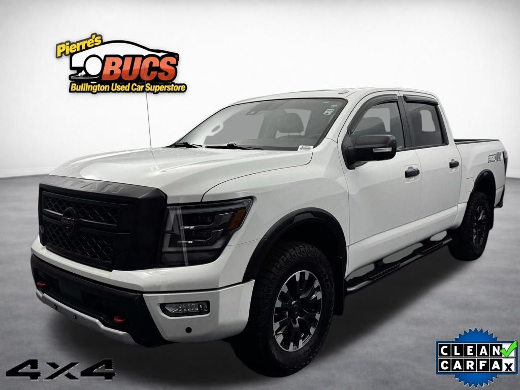Glacier White 2021 Nissan Titan PRO-4X Crew Cab 4WD Pickup Truck Four-Wheel Drive 9-Speed Automatic