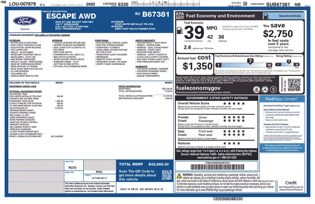 2025 Ford Escape ST-Line Select