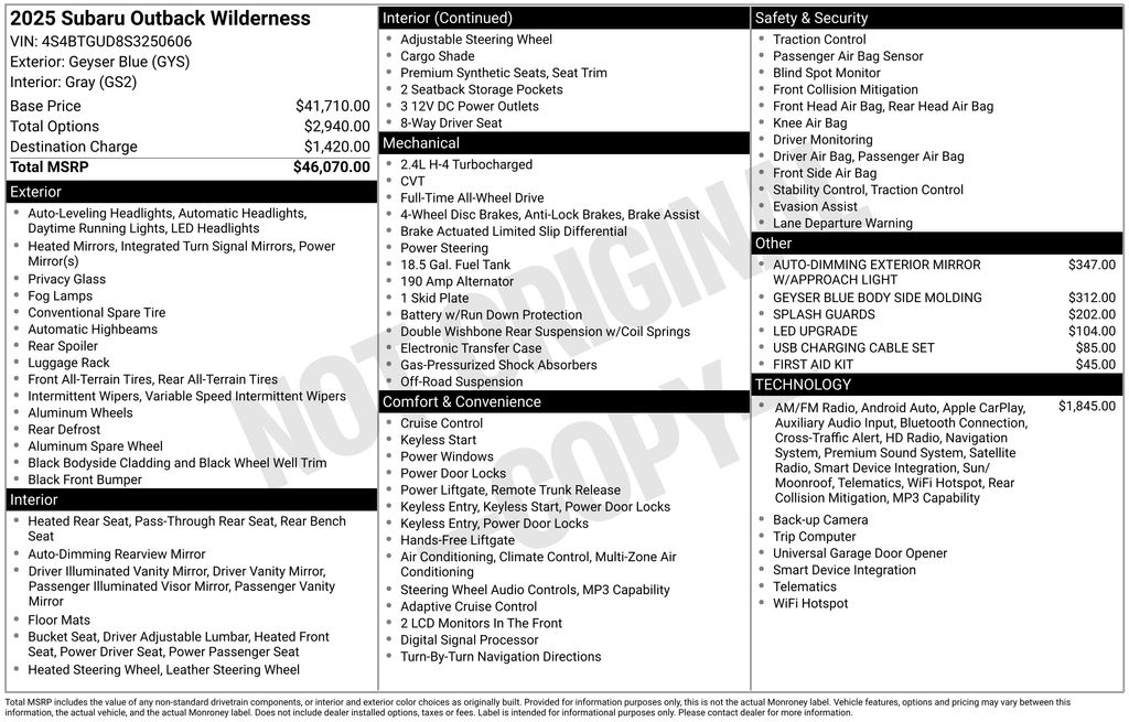2025 Subaru Outback Wilderness Blue at Rafferty Subaru
