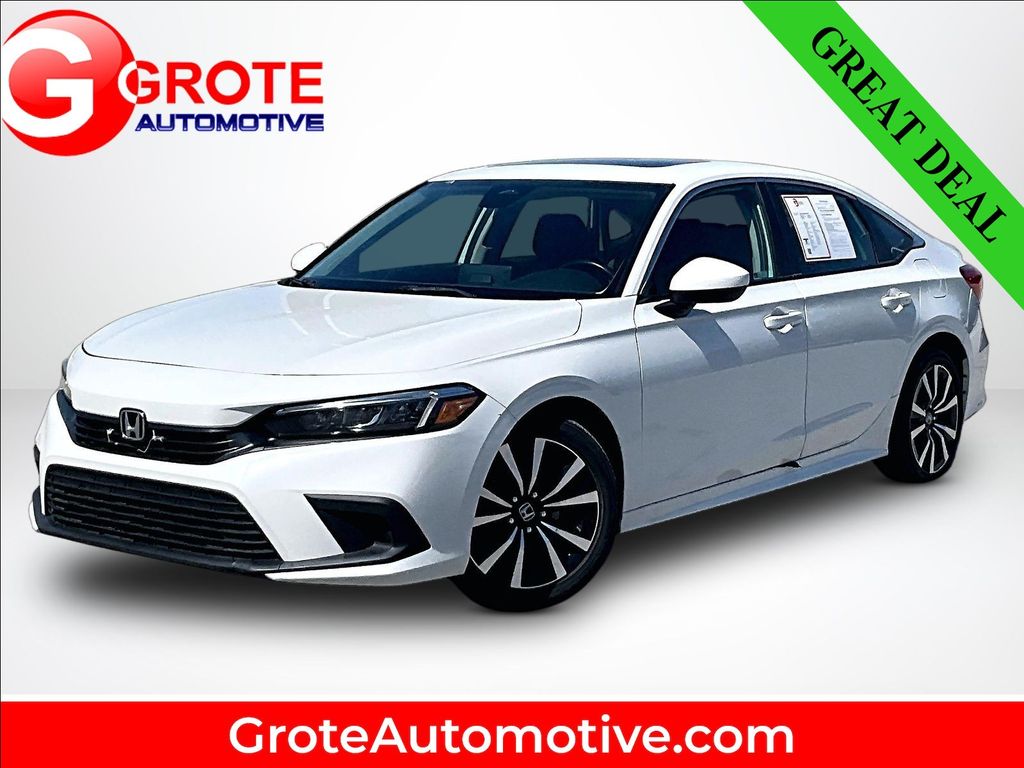 White 2022 Honda Civic Sedan Front-Wheel Drive Continuously Variable Transmission
