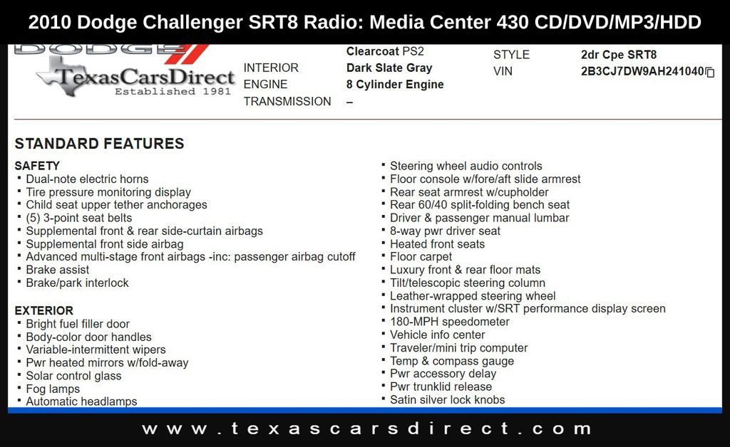 2010 Dodge Challenger SRT8 photo