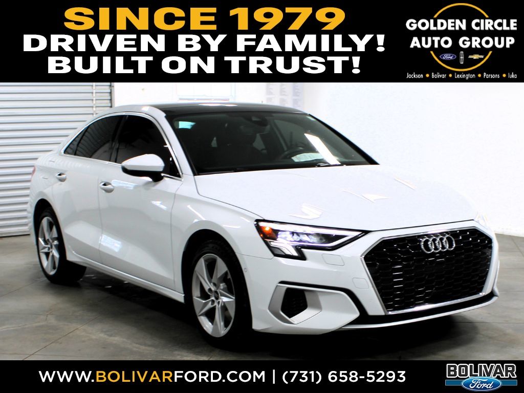 White 2023 Audi A3 40 TFSI Premium FWD Sedan Front-Wheel Drive 7-Speed Automatic