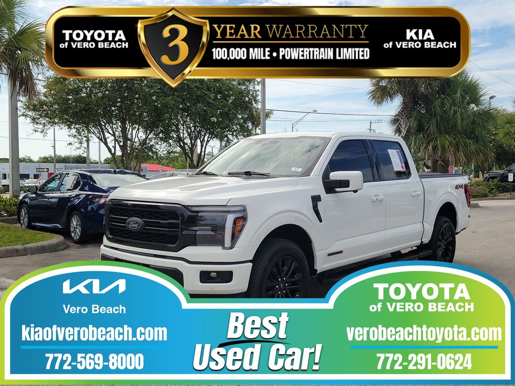 White Metallic 2025 Ford F-150 Lariat SuperCrew 4WD Pickup Truck Four-Wheel Drive Automatic