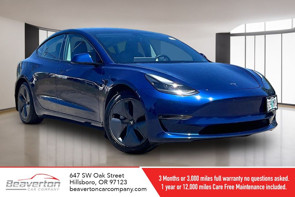 Blue 2021 Tesla Model 3 Sedan Rear-Wheel Drive 1-Speed Automatic