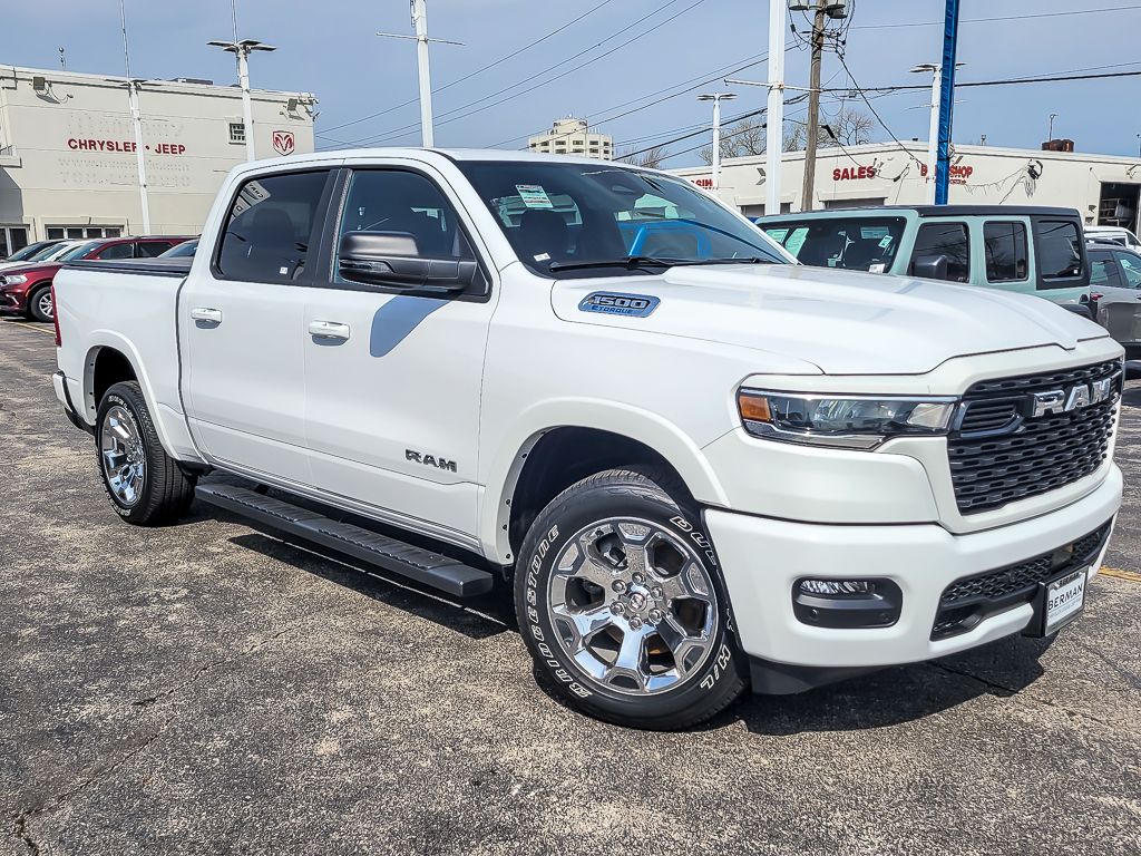 Bright White Clearcoat 2025 RAM 1500 Big Horn Crew Cab 4WD Pickup Truck Four-Wheel Drive 8-Speed Automatic
