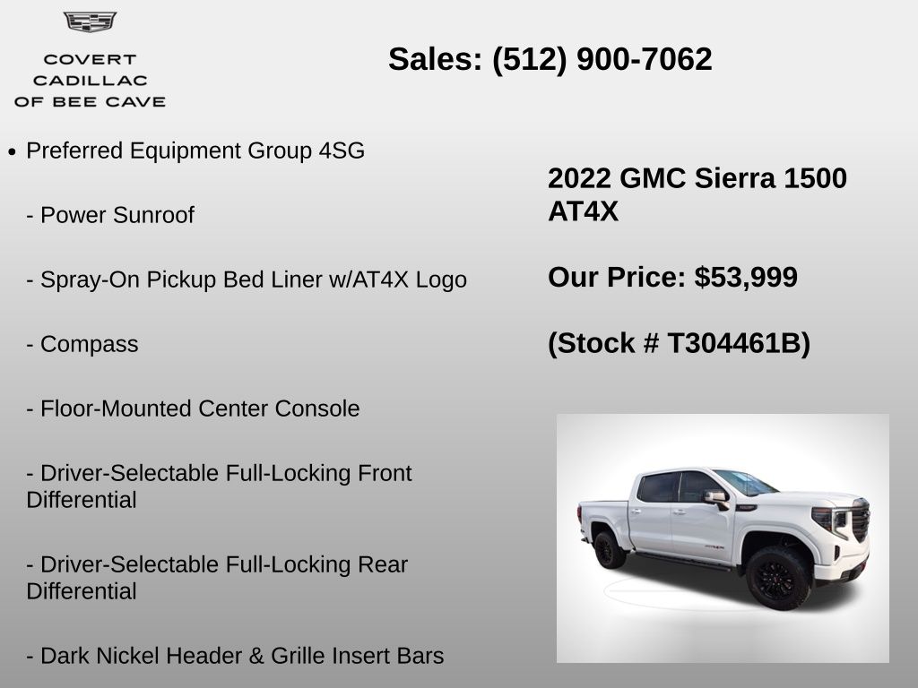 Used Car 2022 Gmc Sierra 1500  At4x For Sale Under $60,000 In Austin, Texas