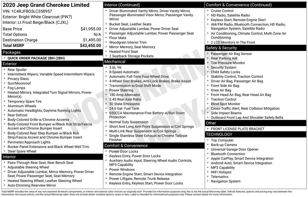 Used Car 2020 Jeep Grand Cherokee  Limited For Sale Under $25,000 In Austin, Texas