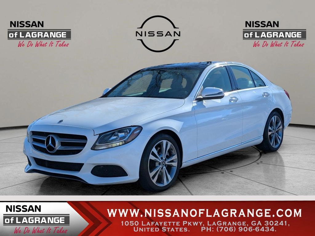 White / Beige 2018 Mercedes-Benz C-Class Sedan Rear-Wheel Drive 9-Speed Automatic