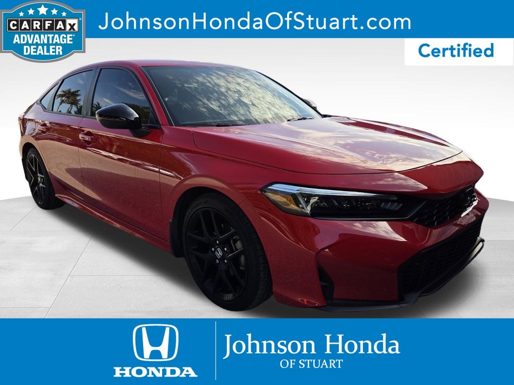 Rallye Red 2025 Honda Civic Sport FWD Sedan Front-Wheel Drive Continuously Variable Transmission