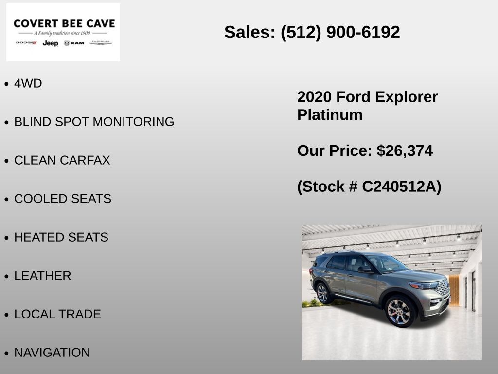 Used Car 2020 Ford Explorer  Platinum For Sale Under $30,000 In Austin, Texas