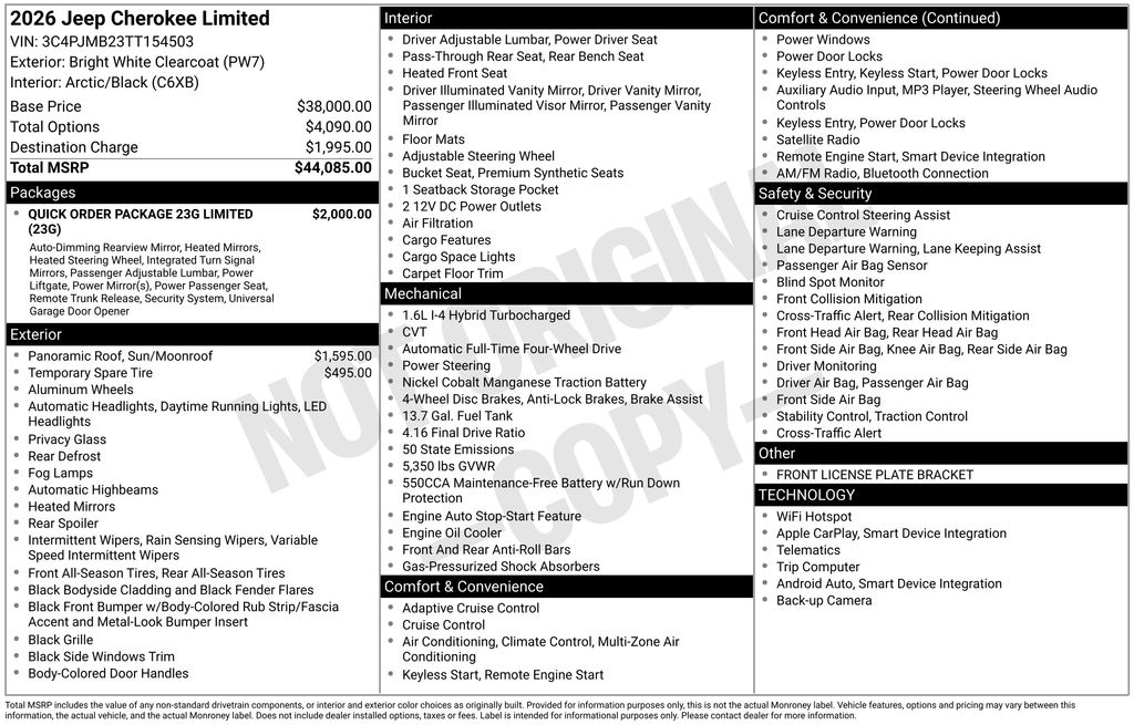 new 2026 Jeep Cherokee car, priced at $37,058