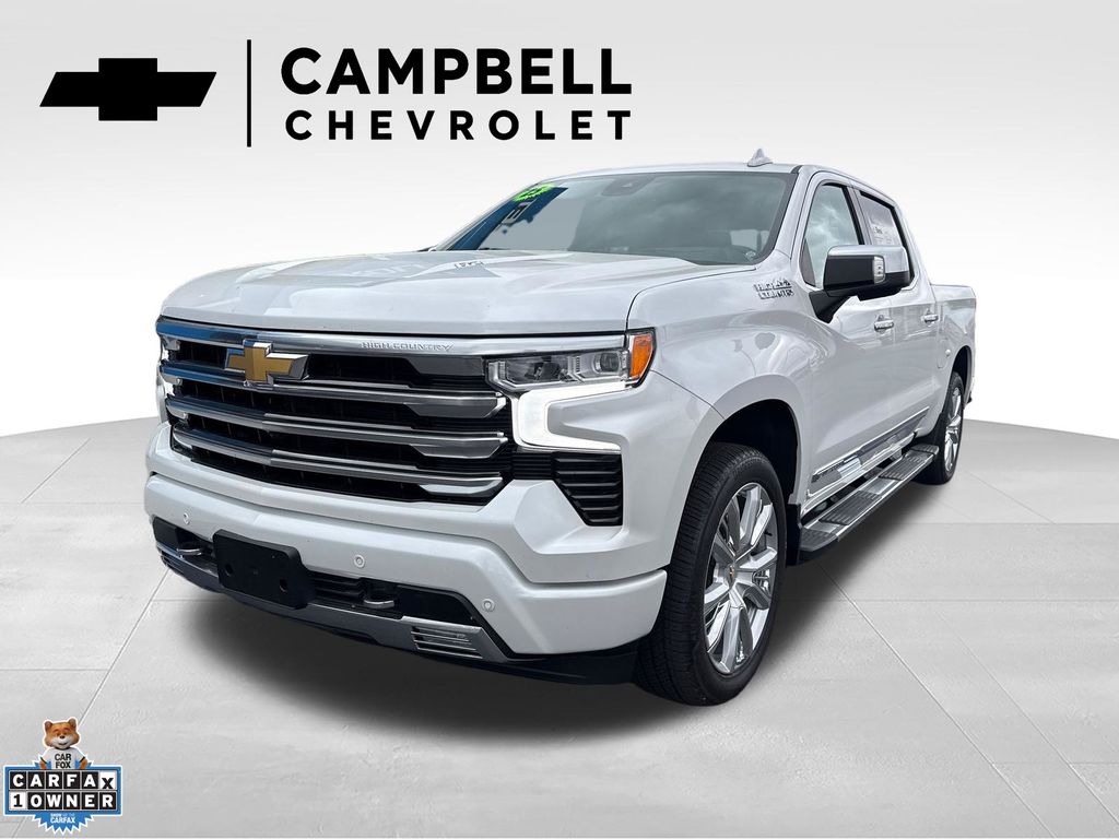 Crystal White 2025 Chevrolet Silverado 1500 High Country Crew Cab 4WD Pickup Truck Four-Wheel Drive Automatic