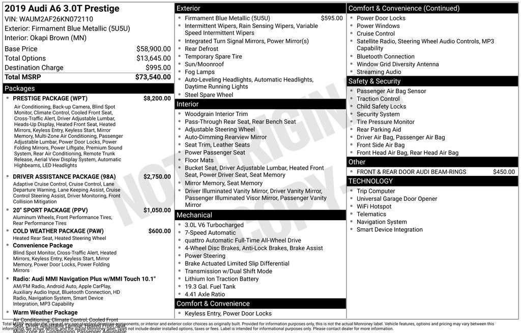 used 2019 Audi A6 car, priced at $19,400