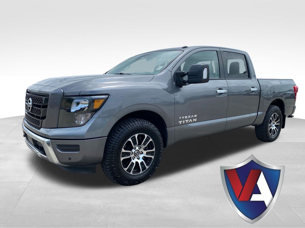 Gray (Gun Metallic) 2021 Nissan Titan Pickup Truck Four-Wheel Drive 9-Speed Automatic