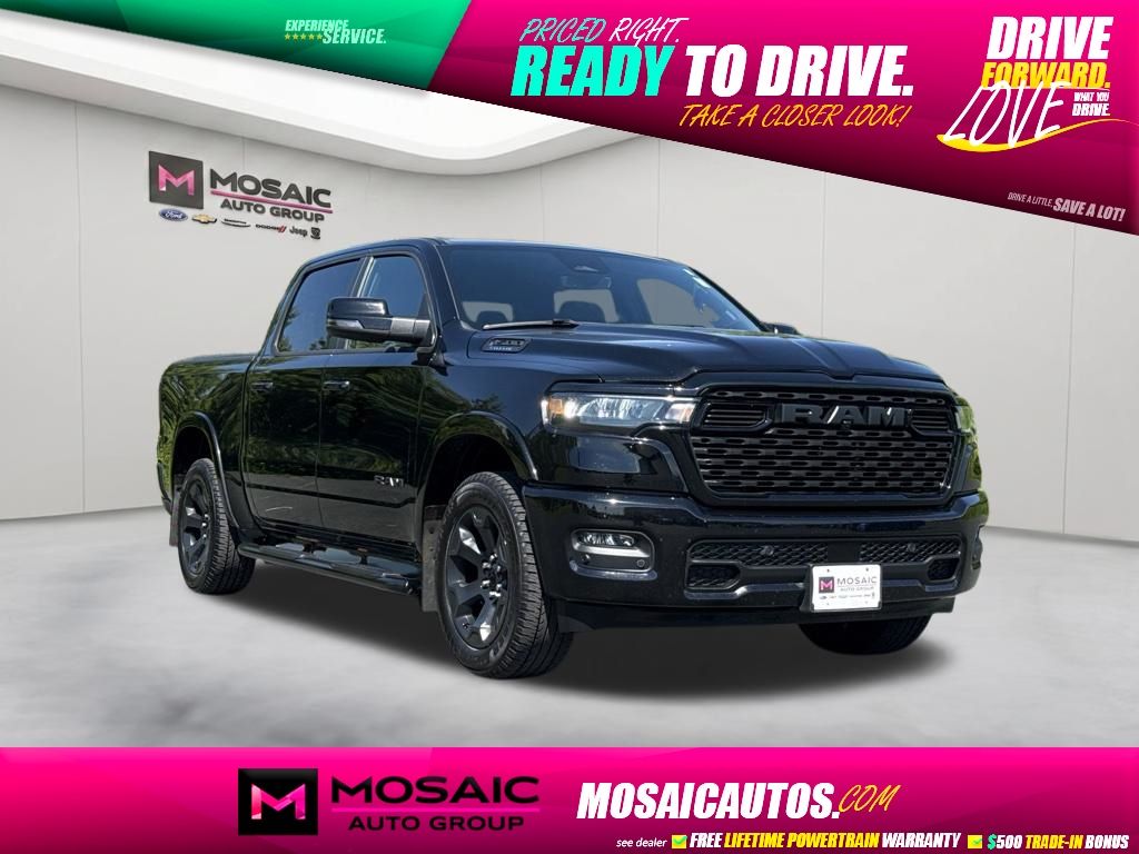 Diamond Black Crystal Pearlcoat 2025 RAM 1500 Pickup Truck Four-Wheel Drive 8-Speed Automatic