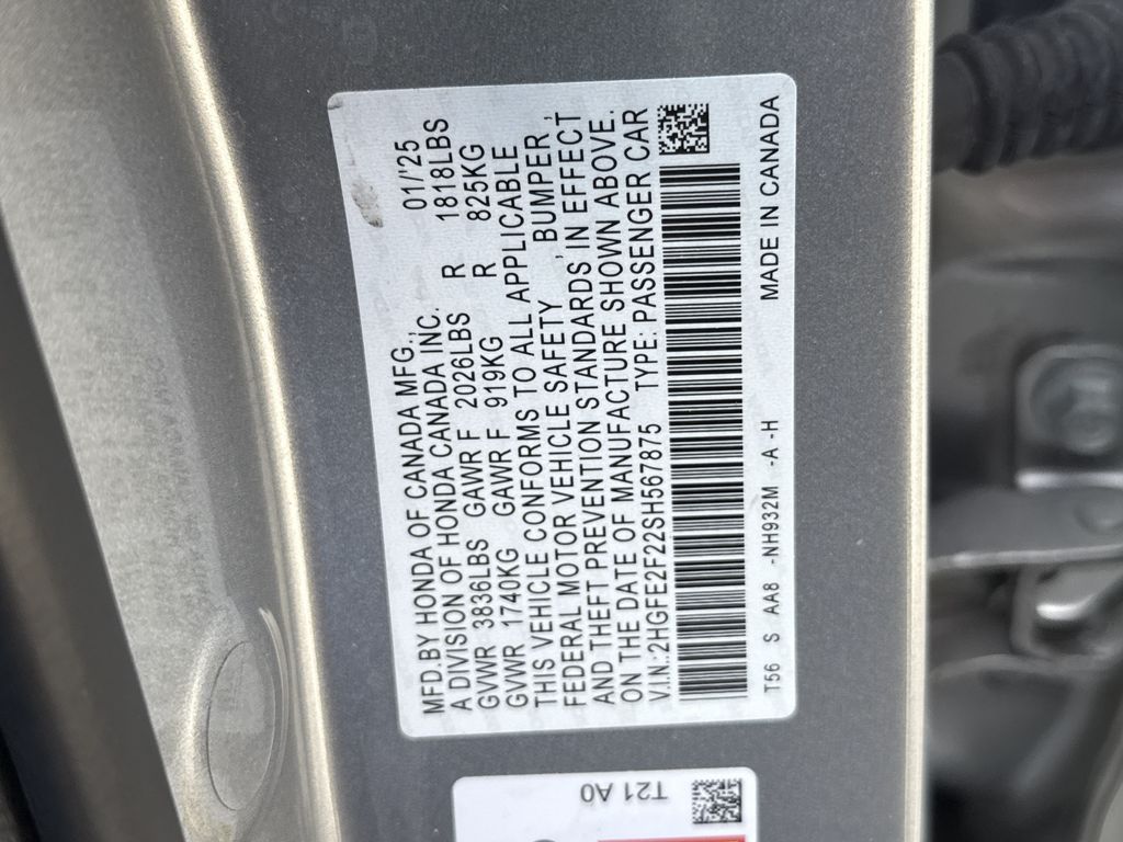 2025 Honda Civic LX Silver at Community Honda
