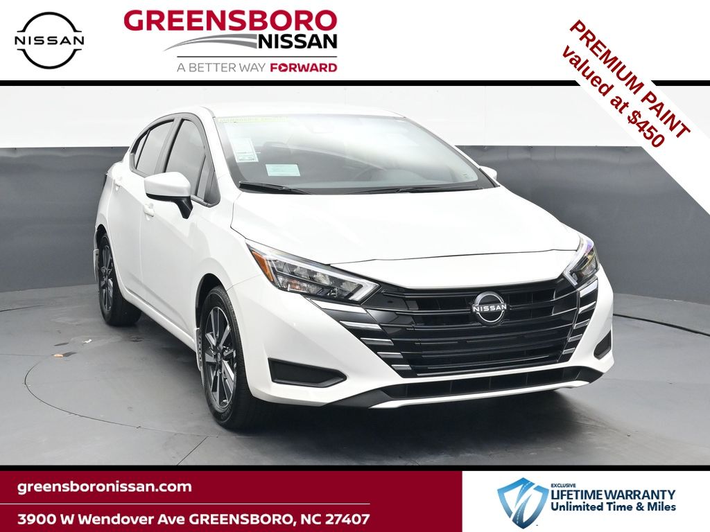 Aspen White Tricoat 2025 Nissan Versa Sedan Front-Wheel Drive Continuously Variable Transmission