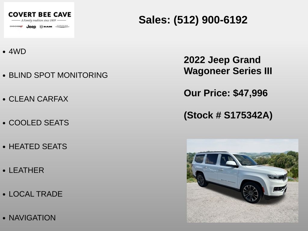 Used Car 2022 Jeep Grand Wagoneer  Series Iii For Sale Under $50,000 In Austin, Texas
