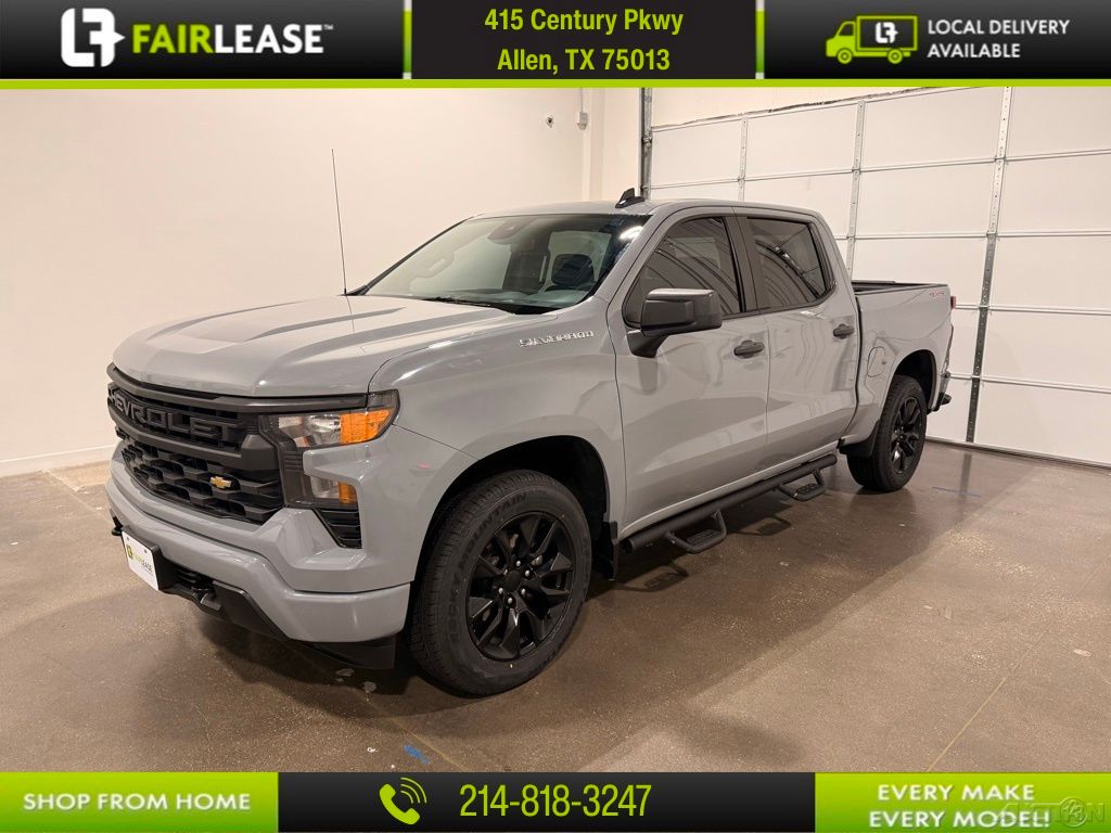Slate Gray Metallic 2024 Chevrolet Silverado 1500 Custom Crew Cab 4WD Pickup Truck Four-Wheel Drive 8-Speed Automatic