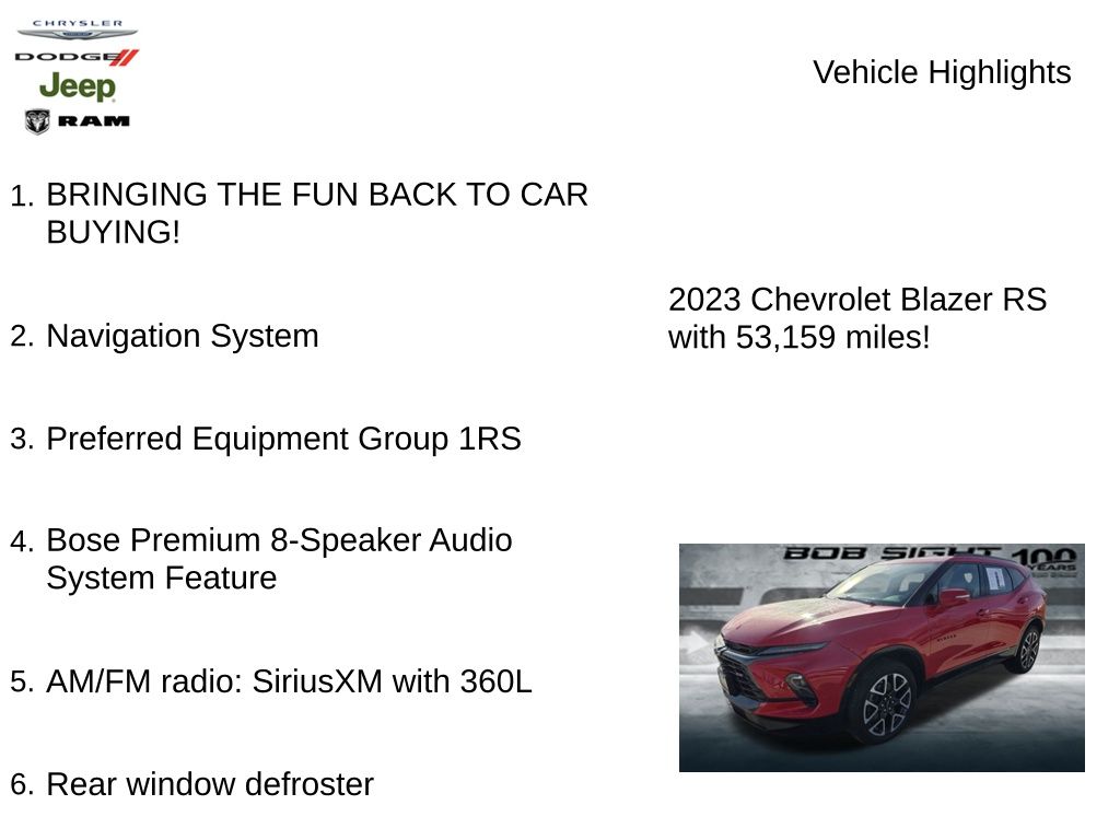 Used 2023 Chevrolet Blazer RS with VIN 3GNKBERS6PS115670 for sale in Kansas City