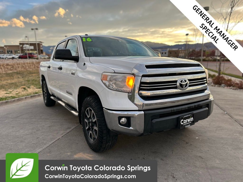 Super White 2016 Toyota Tundra SR5 CrewMax 5.7L 4WD Pickup Truck Four-Wheel Drive 6-Speed Automatic Overdrive