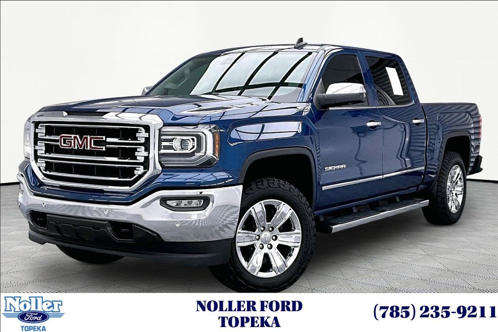 Stone Blue Metallic 2018 GMC Sierra 1500 SLT Crew Cab 4WD Pickup Truck Four-Wheel Drive 8-Speed Automatic Overdrive