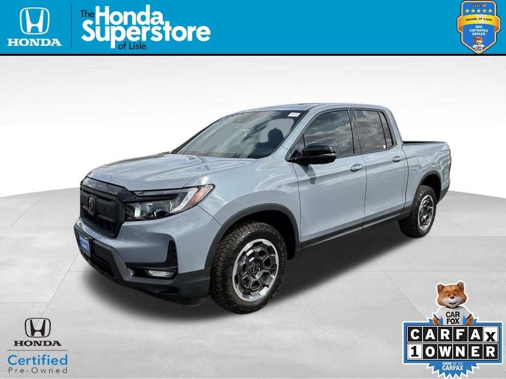 Gray (Modern Steel Metallic) 2024 Honda Ridgeline Pickup Truck All-Wheel Drive 9-Speed Automatic