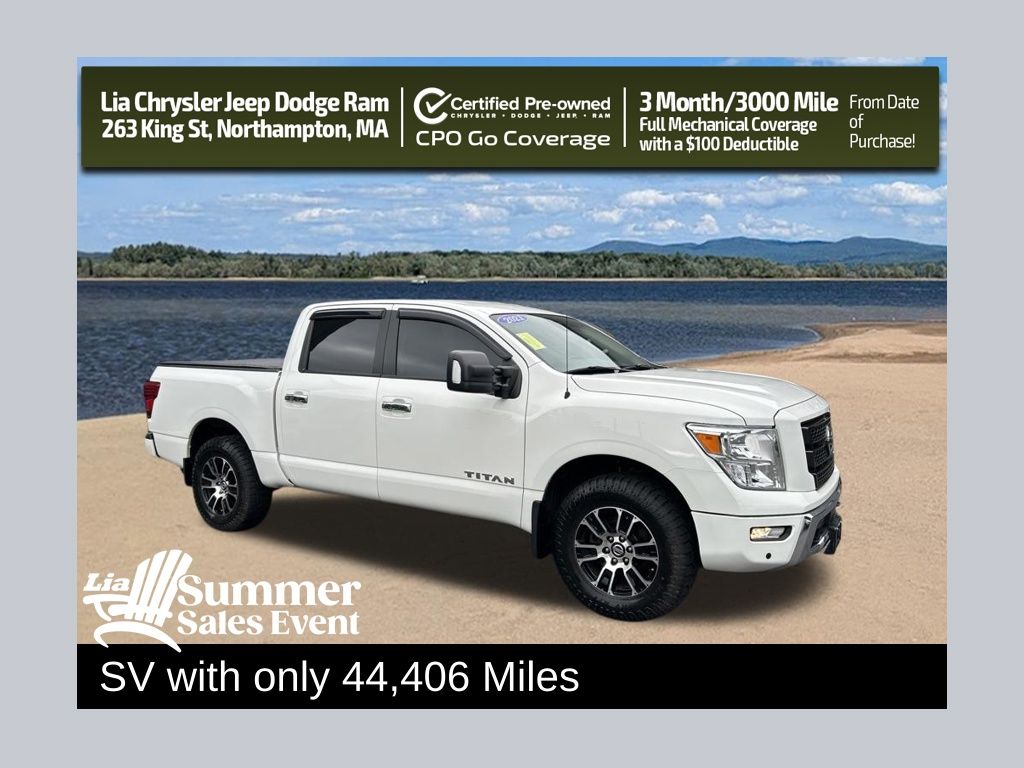 Glacier White 2021 Nissan Titan Pickup Truck Four-Wheel Drive 9-Speed Automatic