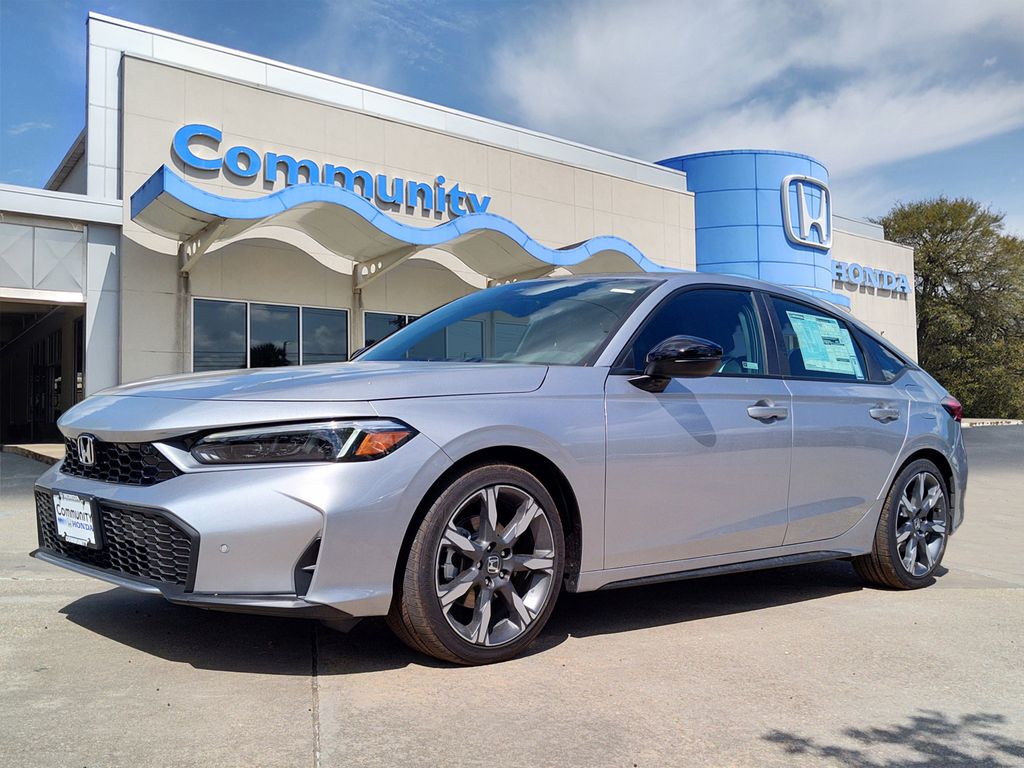 Solar Silver Metallic 2026 Honda Civic Hybrid Sport Touring Hatchback FWD Hatchback Front-Wheel Drive Continuously Variable Transmission