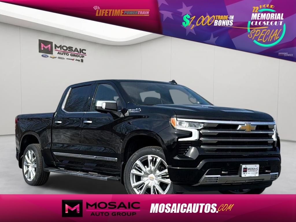 Black 2026 Chevrolet Silverado 1500 High Country Crew Cab 4WD Pickup Truck Four-Wheel Drive Automatic