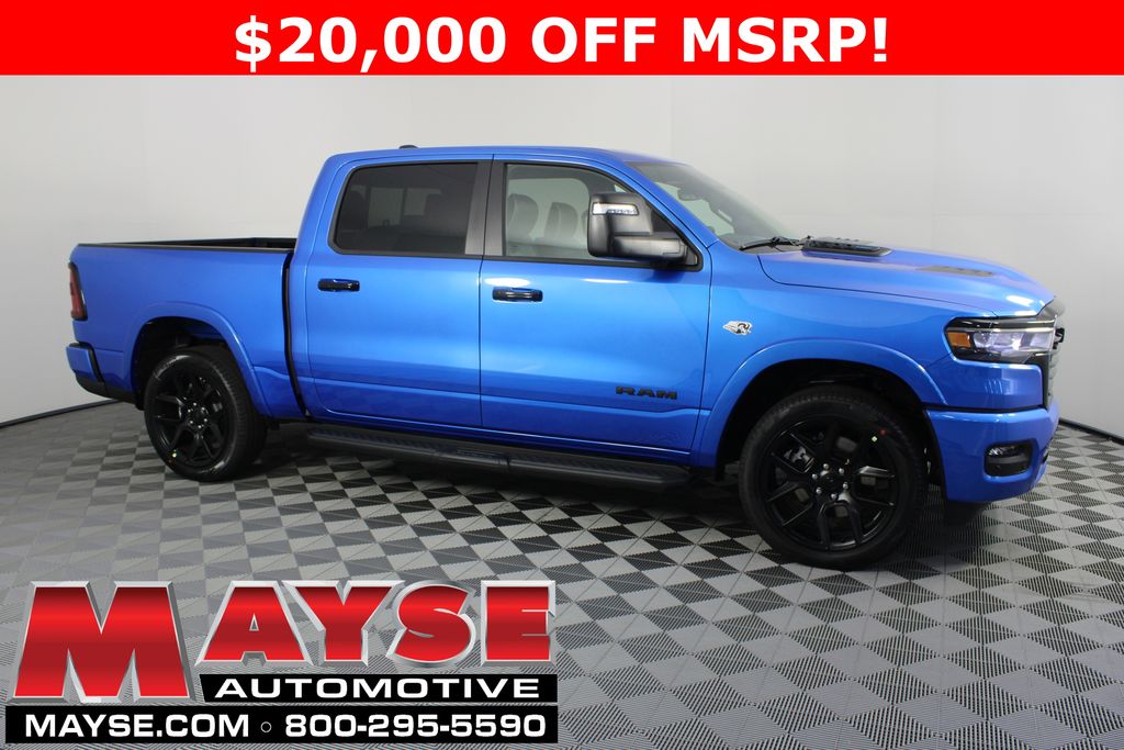 Hydro Blue Pearlcoat 2026 RAM 1500 Laramie Crew Cab 4WD Pickup Truck Four-Wheel Drive 8-Speed Automatic