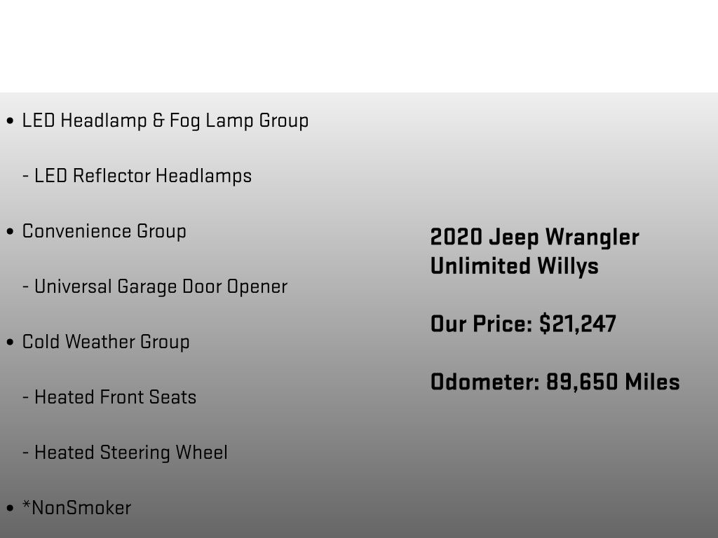 2020 Jeep Wrangler Unlimited Willys Gray at Spitzer Acura