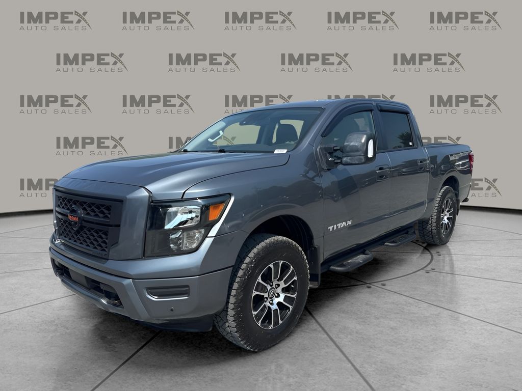 Gray (Gun Metallic) 2024 Nissan Titan Pickup Truck Four-Wheel Drive 9-Speed Automatic