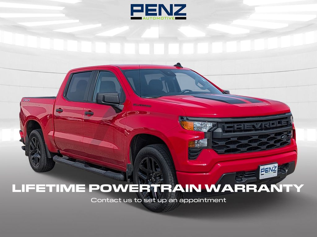 Red Hot 2024 Chevrolet Silverado 1500 Custom Crew Cab 4WD Pickup Truck Four-Wheel Drive 8-Speed Automatic
