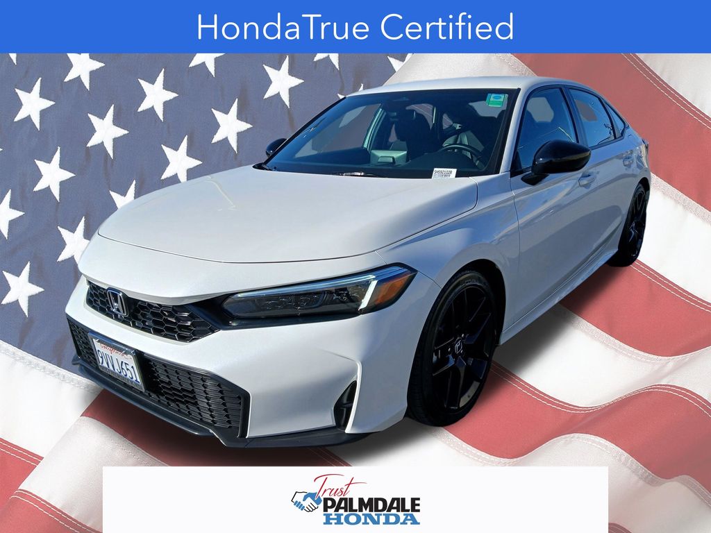 Platinum White Pearl 2025 Honda Civic Sport FWD Sedan Front-Wheel Drive Continuously Variable Transmission