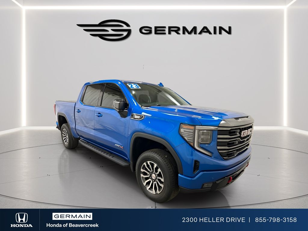 Dynamic Blue Metallic 2023 GMC Sierra 1500 AT4 Crew Cab 4WD Pickup Truck Four-Wheel Drive Automatic