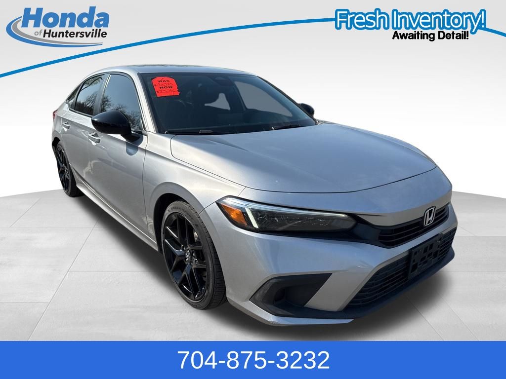 Silver 2023 Honda Civic Sport FWD Sedan Front-Wheel Drive Continuously Variable Transmission