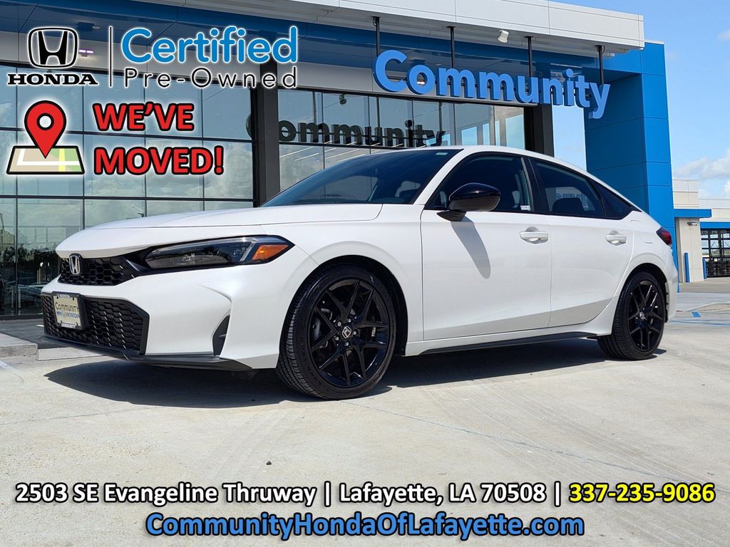 White 2025 Honda Civic Hatchback Hatchback Front-Wheel Drive Continuously Variable Transmission