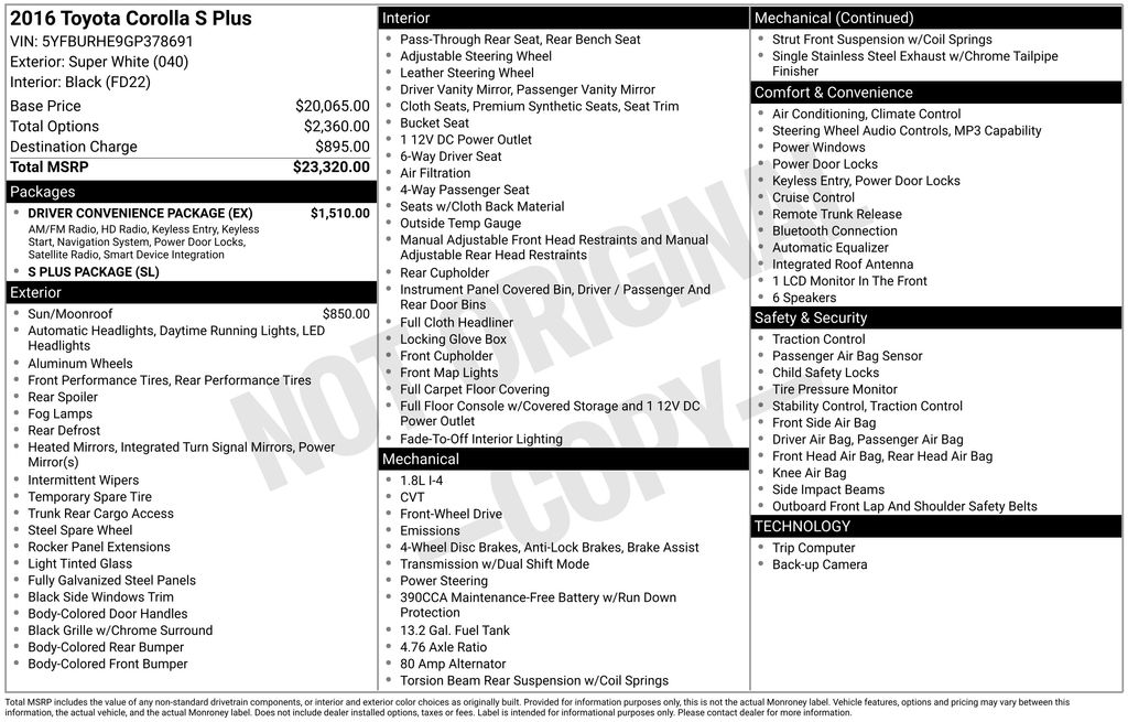 Used Car 2016 Toyota Corolla  L For Sale Under $10,000 In Austin, Texas