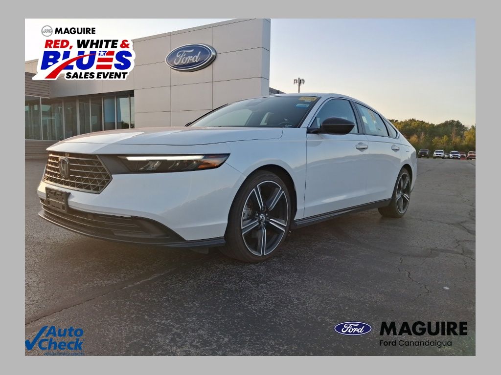 Platinum White Pearl 2023 Honda Accord Hybrid Sedan Front-Wheel Drive Continuously Variable Transmission