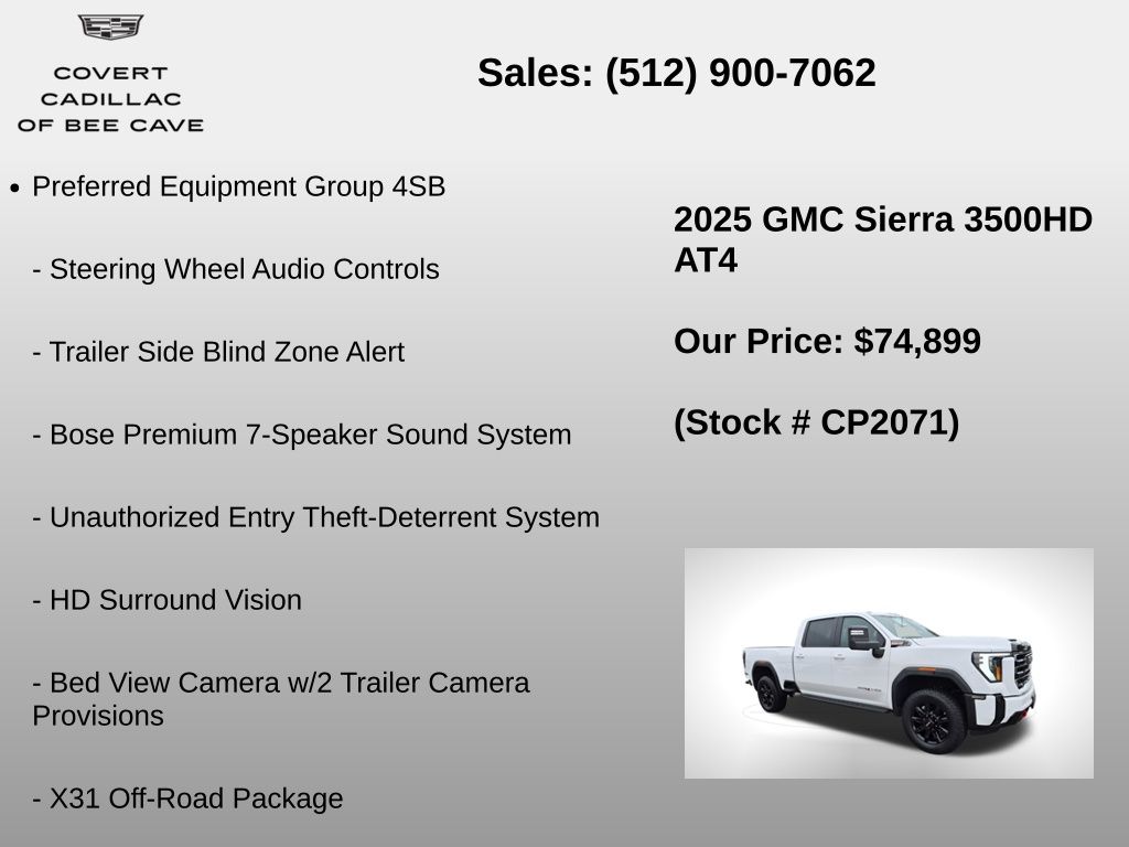 Used Car 2025 Gmc Sierra 3500hd  At4 For Sale Under $80,000 In Austin, Texas
