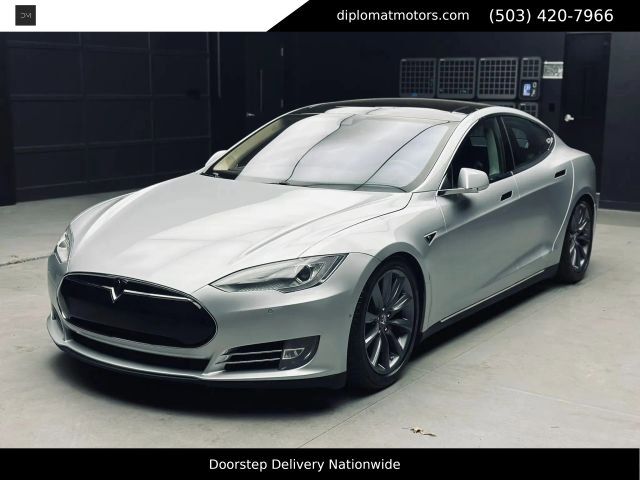 Silver 2014 Tesla Model S P85D AWD Sedan All-Wheel Drive 1-Speed Automatic