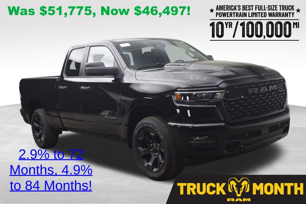 Diamond Black Crystal Pearlcoat 2026 RAM 1500 Express Quad Cab 4WD Pickup Truck Four-Wheel Drive 8-Speed Automatic