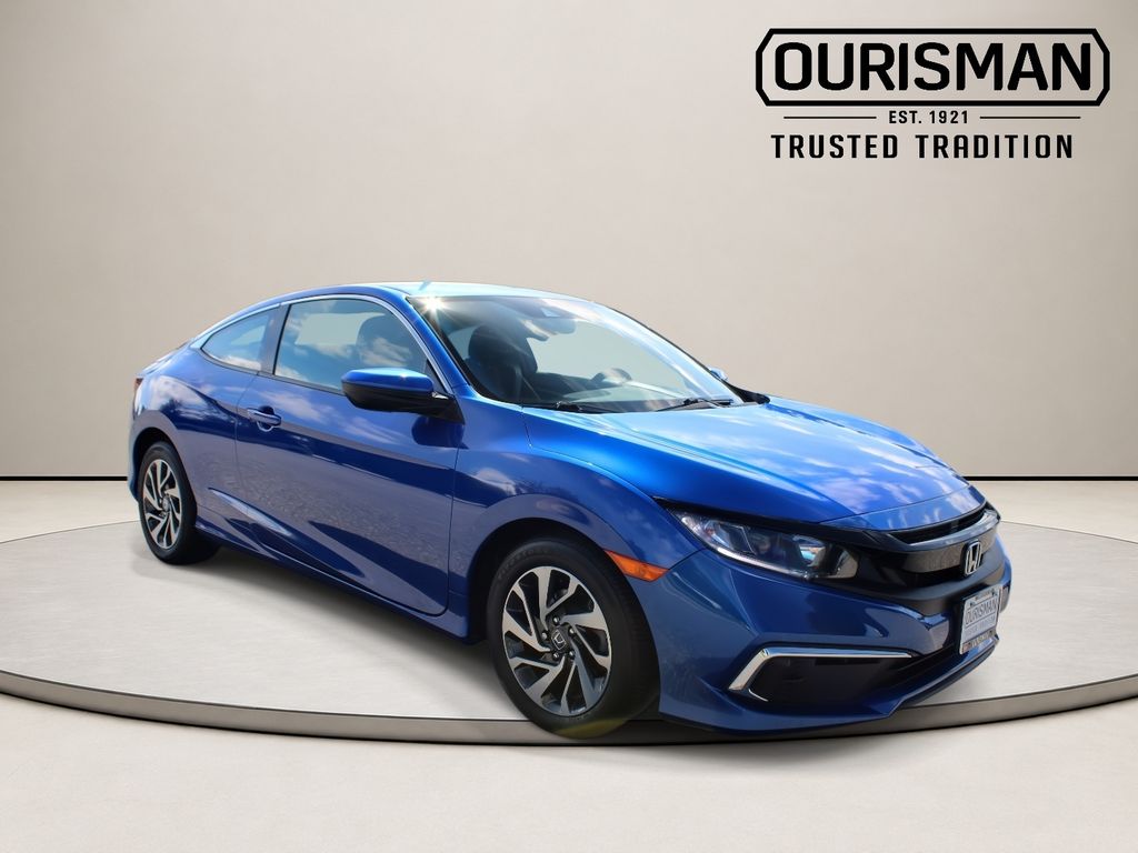Aegean Blue Metallic 2020 Honda Civic Coupe Front-Wheel Drive Continuously Variable Transmission