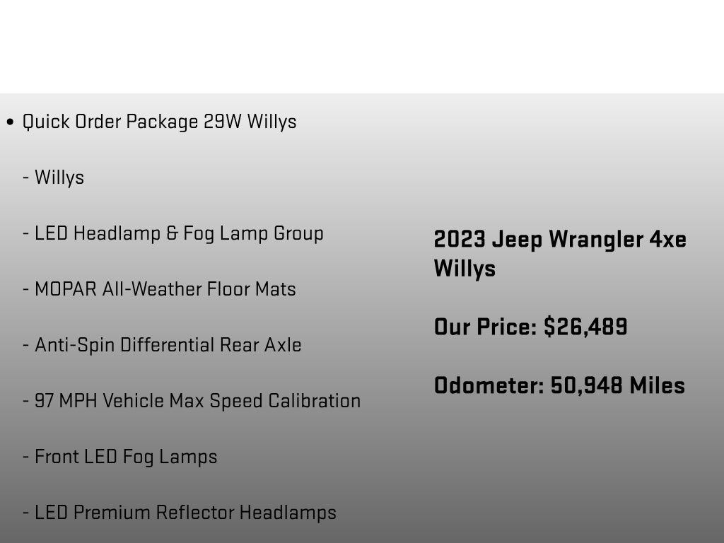 2023 Jeep Wrangler Base 4xe Black at Klick Lewis Buick Chevrolet