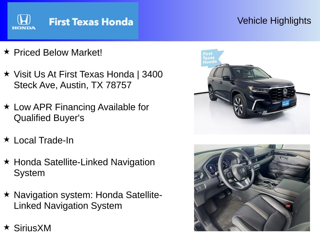 Used Car 2025 Honda Pilot  Touring For Sale Under $50,000 In Austin, Texas