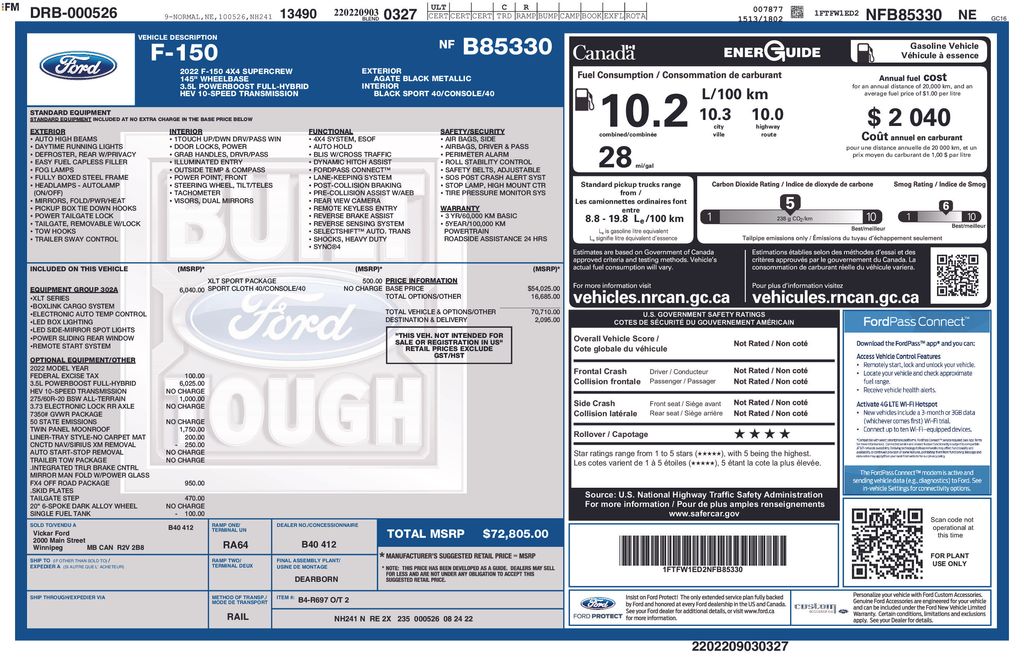 Agate Black Metallic 2022 Ford F-150 Pickup Truck Four-Wheel Drive Automatic